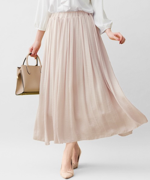 alotta（アロッタ）の「サテン素材ギャザーフレアースカート（スカート・レディース・ブラック/パープル/アイボリー/ミント/ラベンダー/オレンジ/ピンク/オリーブ・LARGE/MEDIUM/X-LARGE/XX-LARGE）」の17枚目の写真