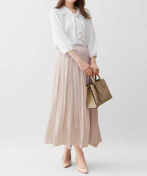 alotta（アロッタ）の「サテン素材ギャザーフレアースカート（スカート・レディース・ブラック/パープル/アイボリー/ミント/ラベンダー/オレンジ/ピンク/オリーブ・LARGE/MEDIUM/X-LARGE/XX-LARGE）」の18枚目の写真