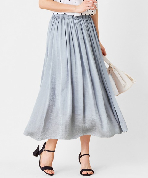 alotta（アロッタ）の「サテン素材ギャザーフレアースカート（スカート・レディース・ブラック/パープル/アイボリー/ミント/ラベンダー/オレンジ/ピンク/オリーブ・LARGE/MEDIUM/X-LARGE/XX-LARGE）」の22枚目の写真