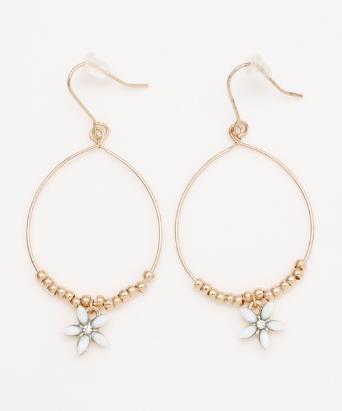 Kahiko（カヒコ）の「【Kahiko】プルメリアフープピアス（ピアス（両耳用）・レディース・ターコイズブルー/ホワイト・FREE）」の2枚目の写真