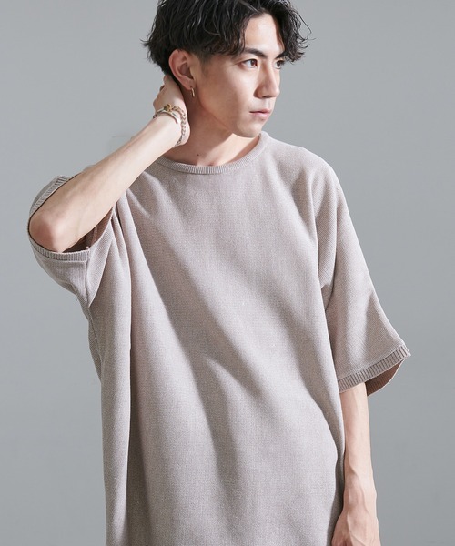 SILVER BULLET(シルバーバレット)の「『CavariA/キャバリア』12ゲージ半袖ニット クルーネック ミラノリブ ドルマンスリーブ(ニット/セーター・メンズ・チャコールグレー/ブルー系1/グレー/ピンク/ワインレッド/ブラウン/レッド/ブラック/モスグリーン/ナチュラル/ベージュ/ネイビー/ブラック系1/サックスブルー/ミント/サックスブルー系1/ピンク系1・L/M)」の7枚目の写真