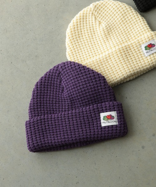 FRUIT OF THE LOOM(フルーツオブザルーム)の「ワッフルビーニー(ニットキャップ/ビーニー・メンズ・ブラック/オレンジ/パープル/オフホワイト・FREE)」の1枚目の写真