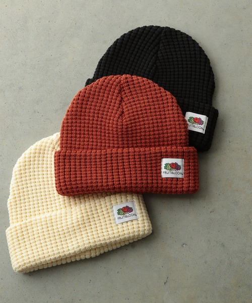 FRUIT OF THE LOOM(フルーツオブザルーム)の「ワッフルビーニー(ニットキャップ/ビーニー・メンズ・ブラック/オレンジ/パープル/オフホワイト・FREE)」の4枚目の写真