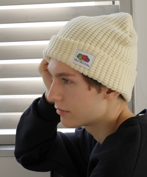 FRUIT OF THE LOOM(フルーツオブザルーム)の「ワッフルビーニー(ニットキャップ/ビーニー・メンズ・ブラック/オレンジ/パープル/オフホワイト・FREE)」の7枚目の写真