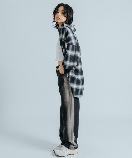 Ressaca（レサーカ）の「オーバーサイズ オンブレチェック半袖シャツ レギュラーカラー（シャツ/ブラウス・レディース・ブラック/ブルー/パープル/イエロー・M/L）」の11枚目の写真