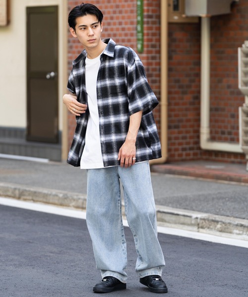 Ressaca（レサーカ）の「オーバーサイズ オンブレチェック半袖シャツ