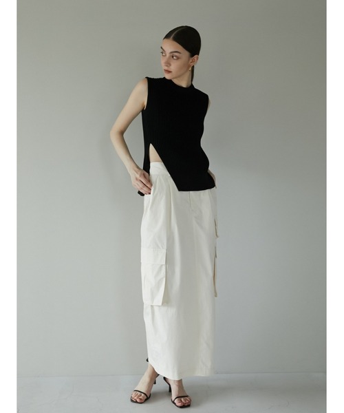 LA PEAU DE GEM（ラポドゥジェム）の「【LA PEAU DE GEM】ストライプ編みリブタンク（タンクトップ・レディース・ブラック/グレー/ベージュ・FREE）」の9枚目の写真