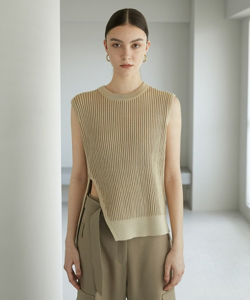 LA PEAU DE GEM（ラポドゥジェム）の「【LA PEAU DE GEM】ストライプ編みリブタンク（タンクトップ・レディース・ブラック/グレー/ベージュ・FREE）」の19枚目の写真