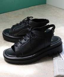 Liberty doll / 厚底レースアップシアーバックバンドサンダル メッシュ チュール トラックソール スポーツサンダル 韓国ファッション Y2K (4180)