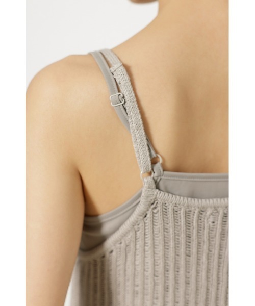 LAGUA GEM（ラグアジェム）の「LOW GAUGE KNIT キャミワンピース（ワンピース・レディース・オフホワイト/グレー/ブラック・FREE）」の9枚目の写真