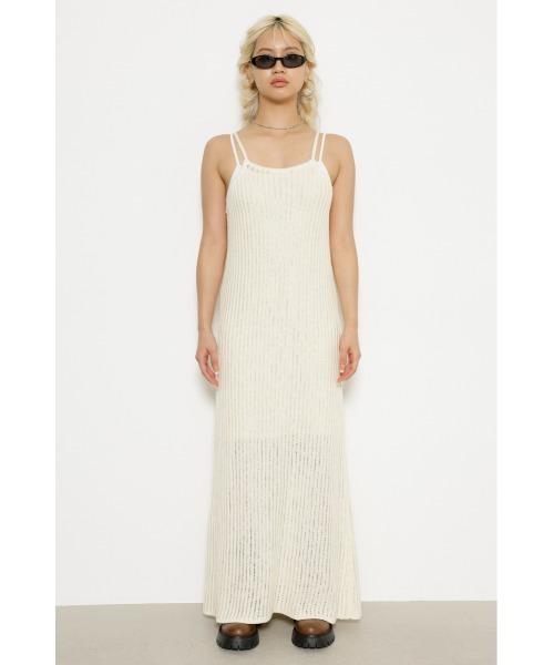 LAGUA GEM（ラグアジェム）の「LOW GAUGE KNIT キャミワンピース（ワンピース・レディース・オフホワイト/グレー/ブラック・FREE）」の8枚目の写真