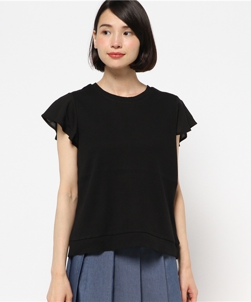 mystic（ミスティック）の「テレコ袖フリルティーシャツ（Tシャツ/カットソー・レディース・オフホワイト/グレー/ミント/ブラック・ﾌﾘ-）」の5枚目の写真