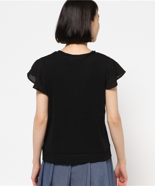 mystic（ミスティック）の「テレコ袖フリルティーシャツ（Tシャツ/カットソー・レディース・オフホワイト/グレー/ミント/ブラック・ﾌﾘ-）」の7枚目の写真