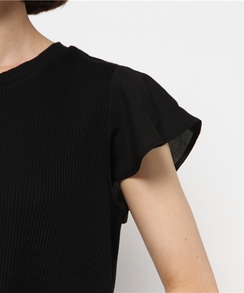 mystic（ミスティック）の「テレコ袖フリルティーシャツ（Tシャツ/カットソー・レディース・オフホワイト/グレー/ミント/ブラック・ﾌﾘ-）」の9枚目の写真