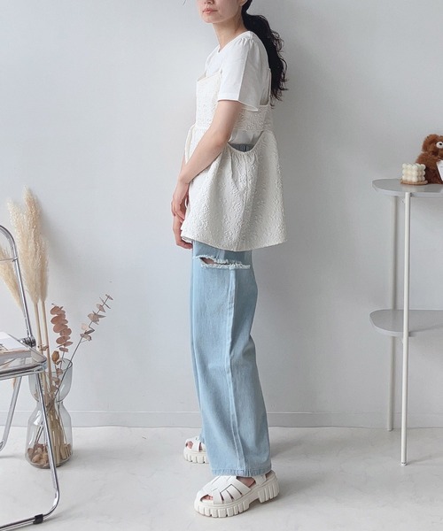 AS KNOW AS plus（アズノゥアズプラス）の「〇脇開きぽこぽこビスチェとTシャツ セット（Tシャツ/カットソー・レディース・ブラック/サックスブルー/オフホワイト・FREE）」の10枚目の写真