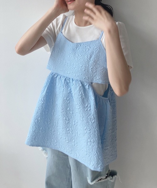 AS KNOW AS plus（アズノゥアズプラス）の「〇脇開きぽこぽこビスチェとTシャツ セット（Tシャツ/カットソー・レディース・ブラック/サックスブルー/オフホワイト・FREE）」の12枚目の写真