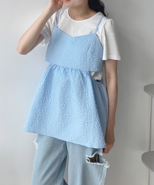 AS KNOW AS plus（アズノゥアズプラス）の「〇脇開きぽこぽこビスチェとTシャツ セット（Tシャツ/カットソー・レディース・ブラック/サックスブルー/オフホワイト・FREE）」の14枚目の写真