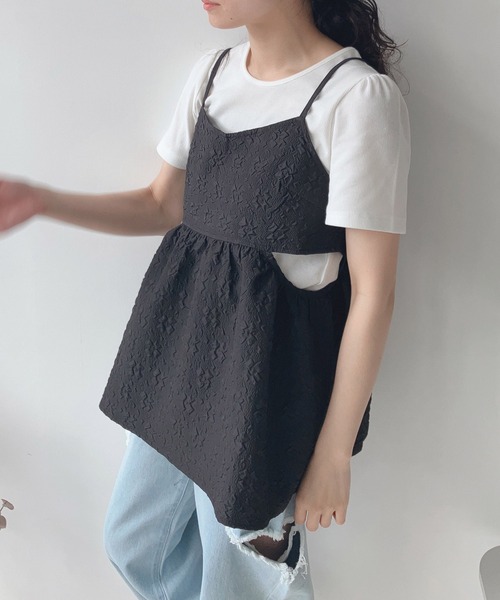 AS KNOW AS plus（アズノゥアズプラス）の「〇脇開きぽこぽこビスチェとTシャツ セット（Tシャツ/カットソー・レディース・ブラック/サックスブルー/オフホワイト・FREE）」の17枚目の写真