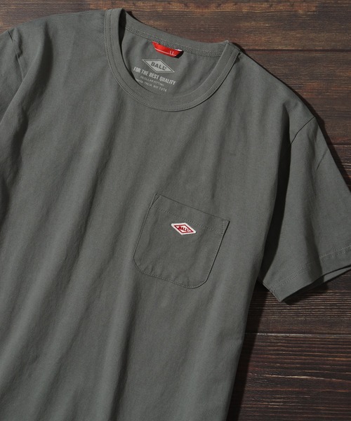 BALL(ボール)の「【BALL/ボール】ヘビーウェイト コットン ショートスリーブ ポケット付き ワンポイントTシャツ(Tシャツ/カットソー・メンズ・ライトグリーン/カーキオリーブ/ライトパープル/杢グレー/ダークブルー/グレイッシュベージュ/ダークネイビー/オフホワイト/ブラック/チャコールグレー/ダークグリーン系/レンガ・M/L/LL)」の8枚目の写真
