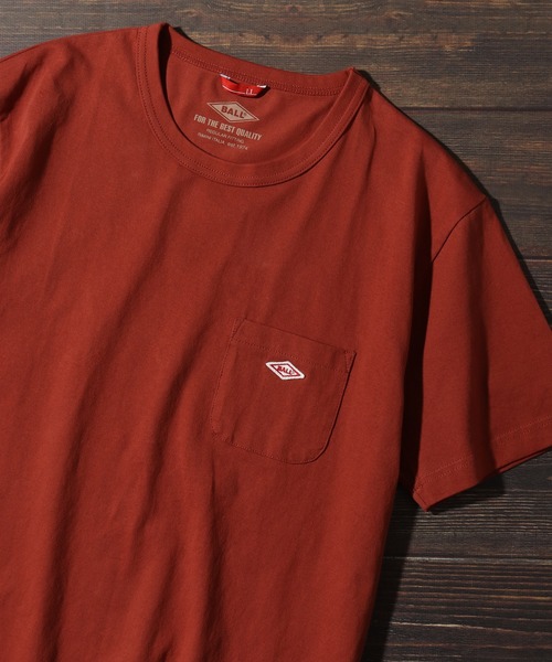 BALL(ボール)の「【BALL/ボール】ヘビーウェイト コットン ショートスリーブ ポケット付き ワンポイントTシャツ(Tシャツ/カットソー・メンズ・ライトグリーン/カーキオリーブ/ライトパープル/杢グレー/ダークブルー/グレイッシュベージュ/ダークネイビー/オフホワイト/ブラック/チャコールグレー/ダークグリーン系/レンガ・M/L/LL)」の12枚目の写真