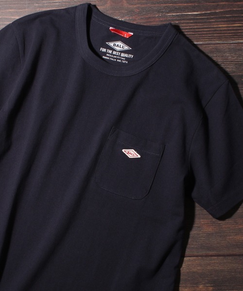 BALL(ボール)の「【BALL/ボール】ヘビーウェイト コットン ショートスリーブ ポケット付き ワンポイントTシャツ(Tシャツ/カットソー・メンズ・ライトグリーン/カーキオリーブ/ライトパープル/杢グレー/ダークブルー/グレイッシュベージュ/ダークネイビー/オフホワイト/ブラック/チャコールグレー/ダークグリーン系/レンガ・M/L/LL)」の10枚目の写真