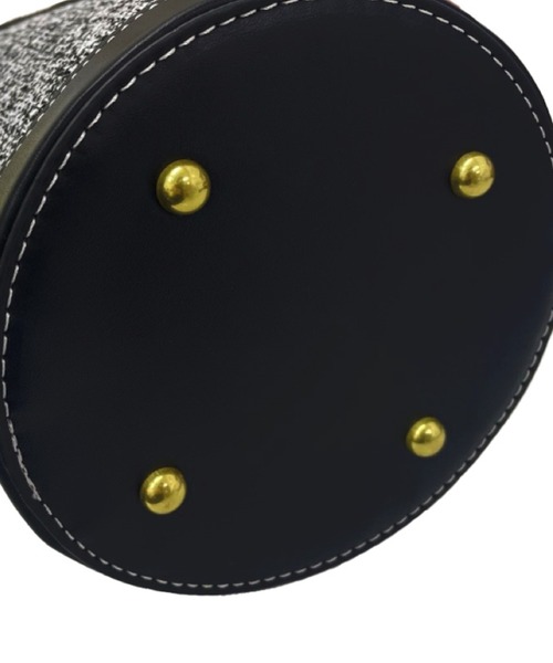 レディース 合皮×ツイードバケツバッグ+持ち手+ショルダーベルト 3点