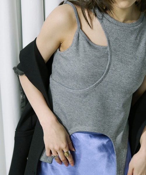 Ezick（エジック）の「Garter design アシメタンクトップ（タンクトップ・レディース・グレー/ブラック/ホワイト・FREE）」の19枚目の写真