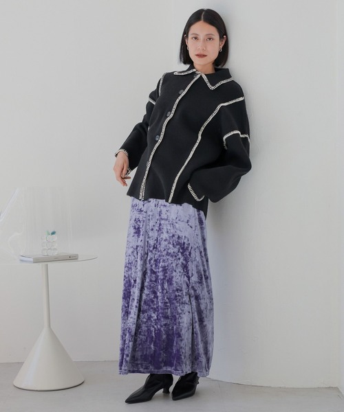 LOWRYS FARM（ローリーズファーム）の「クラッシュベロアスリットスカート　966362（スカート・レディース・ブラック/グレー/アイボリー/パープル/ピンクベージュ・FREE）」の7枚目の写真