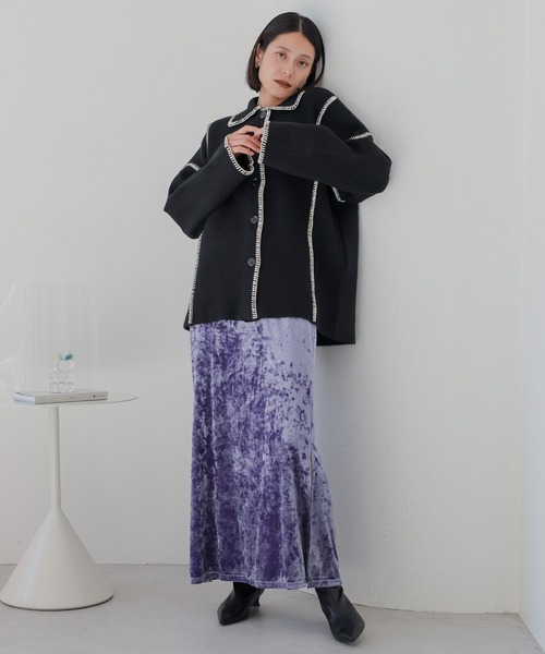 LOWRYS FARM（ローリーズファーム）の「クラッシュベロアスリットスカート　966362（スカート・レディース・ブラック/グレー/アイボリー/パープル/ピンクベージュ・FREE）」の10枚目の写真