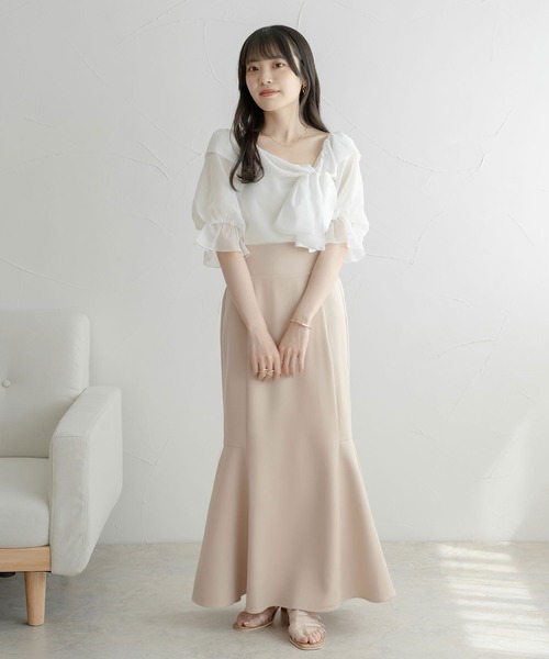 Ambre Ciel（アンブルシエル）の「2wayシアーリボントップス／【WEB/EC限定商品】（シャツ/ブラウス・レディース・オフホワイト/チャコールグレー・FREE）」の11枚目の写真