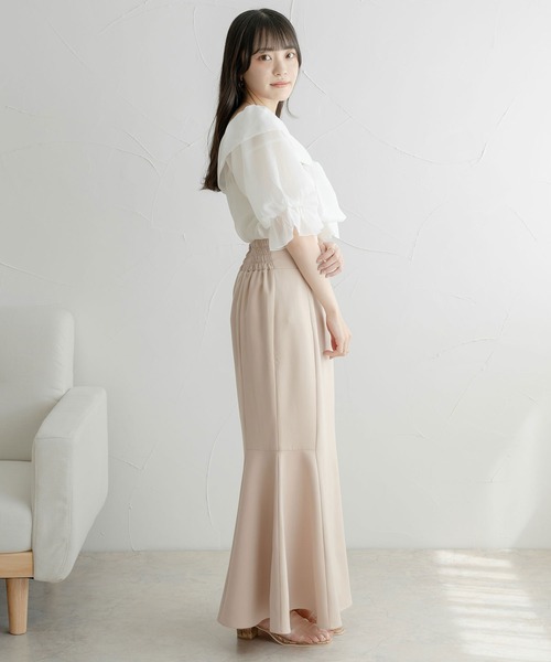 Ambre Ciel（アンブルシエル）の「2wayシアーリボントップス／【WEB/EC限定商品】（シャツ/ブラウス・レディース・オフホワイト/チャコールグレー・FREE）」の6枚目の写真