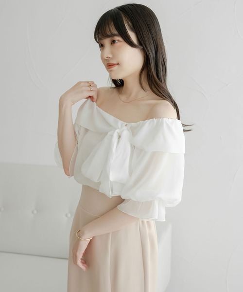 Ambre Ciel（アンブルシエル）の「2wayシアーリボントップス／【WEB/EC限定商品】（シャツ/ブラウス・レディース・オフホワイト/チャコールグレー・FREE）」の7枚目の写真