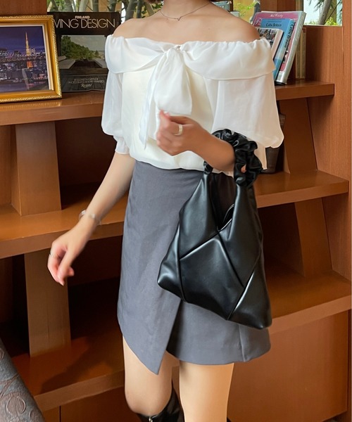 Ambre Ciel（アンブルシエル）の「2wayシアーリボントップス／【WEB/EC限定商品】（シャツ/ブラウス・レディース・オフホワイト/チャコールグレー・FREE）」の15枚目の写真