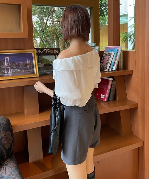 Ambre Ciel（アンブルシエル）の「2wayシアーリボントップス／【WEB/EC限定商品】（シャツ/ブラウス・レディース・オフホワイト/チャコールグレー・FREE）」の17枚目の写真