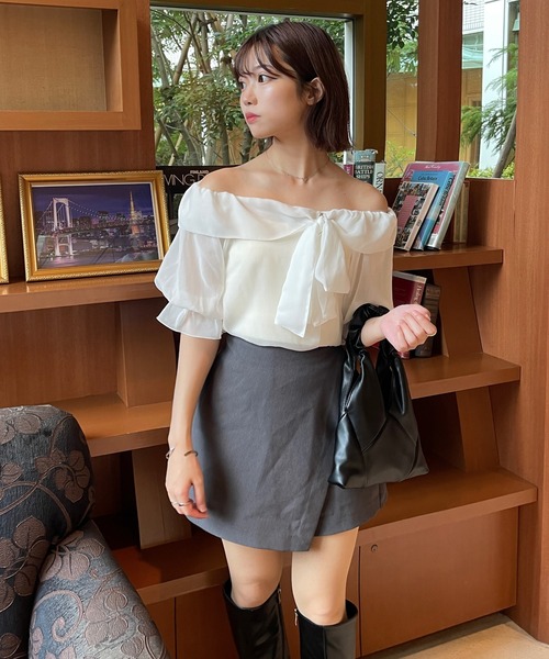 Ambre Ciel（アンブルシエル）の「2wayシアーリボントップス／【WEB/EC限定商品】（シャツ/ブラウス・レディース・オフホワイト/チャコールグレー・FREE）」の16枚目の写真