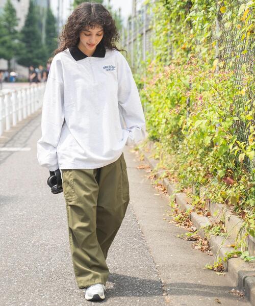 WEGO(ウィゴー)の「WEGO/ヘビーウエイトハーフジップワンポイントロンT(Tシャツ/カットソー・メンズ・グレー/ブラック/ホワイト系その他5/グリーン系その他5・MEDIUM/LARGE)」の11枚目の写真