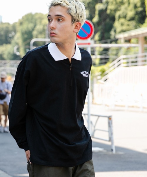 WEGO(ウィゴー)の「WEGO/ヘビーウエイトハーフジップワンポイントロンT(Tシャツ/カットソー・メンズ・グレー/ブラック/ホワイト系その他5/グリーン系その他5・MEDIUM/LARGE)」の3枚目の写真
