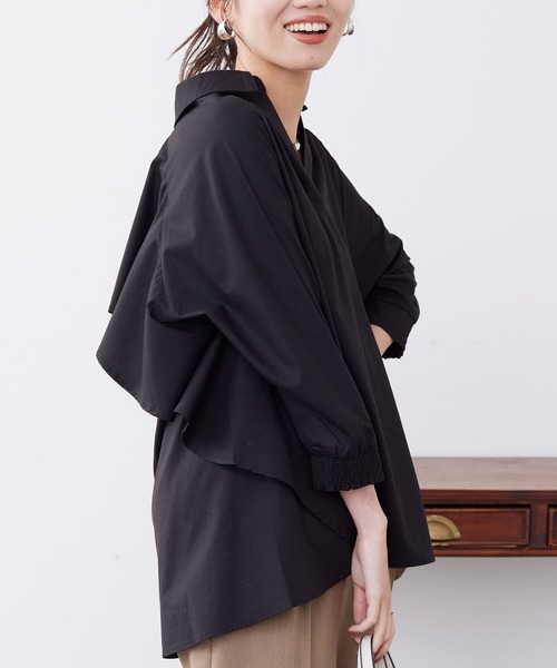ジッパー付きフリル袖シャツ黒 FreeZone シャツ フリル メンズ レディース : ZOZOTOWN Yahoo!店