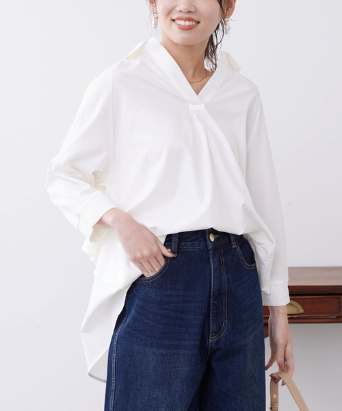 Chez toi（シェトワ）の「7分袖BACKフリルスキッパーシャツ（シャツ