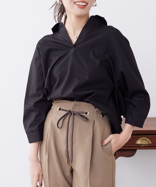 ジッパー付きフリル袖シャツ黒 FreeZone シャツ フリル メンズ レディース : ZOZOTOWN Yahoo!店