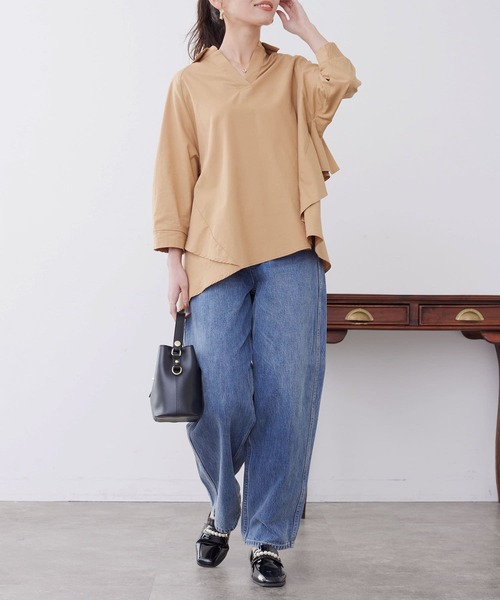 Chez toi(シェトワ)の「7分袖BACKフリルスキッパーシャツ(シャツ/ブラウス・レディース・ピンク/キャメル/オフホワイト/ブラック・FREE)」の17枚目の写真