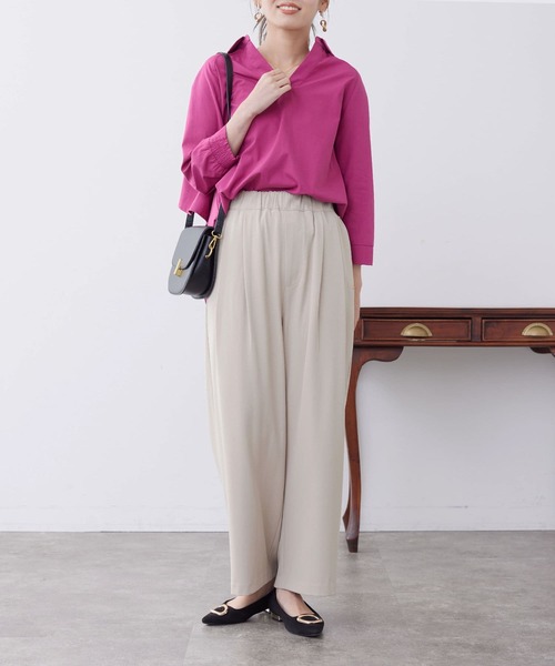 Chez toi(シェトワ)の「7分袖BACKフリルスキッパーシャツ(シャツ/ブラウス・レディース・ピンク/キャメル/オフホワイト/ブラック・FREE)」の20枚目の写真