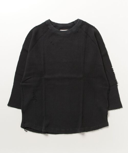 bukht（ブフト）の「【bukht/ブフト】3/4 SLEEVE WAFFLE TEE　サーマル ワッフルT（Tシャツ/カットソー・メンズ・ホワイト/ブラック・MEDIUM/LARGE）」の7枚目の写真