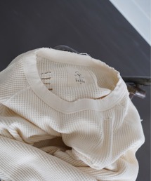 【bukht】ブフト 7分袖 ワッフルTシャツ ダメージ加工 ホワイト サイズM bukht（ブフト）の「【bukht/ブフト】3/4 SLEEVE WAFFLE TEE
