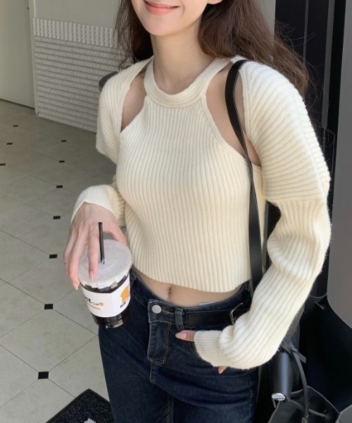 LADY LIKE(レディライク)の「アメスリアンサンブルニット(ニット/セーター・レディース・アイボリー/ブラック・M)」の20枚目の写真