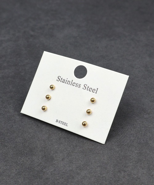 4INT.(フォイント)の「メタルボール スタッドピアス 3セット / サージカルステンレス316L (金属アレルギー対応)(ピアス(両耳用)・メンズ・シルバー/ブラック/ゴールド/ブラック系その他/シルバー系その他/ゴールド系その他・FREE)」の22枚目の写真