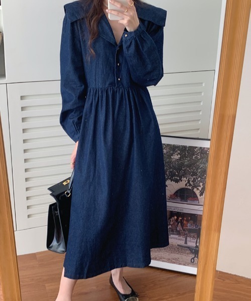 N.s（エヌドットエス）の「ビックカラーデニムワンピース（ワンピース