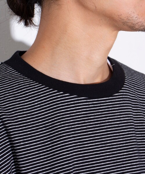 GLOSTER(グロスター)の「【GLOSTER/グロスター】ドロストリンガーボーダーロンT 長袖Tシャツ(Tシャツ/カットソー・メンズ・ブルー/ホワイト/ブラック・S/M/L)」の4枚目の写真