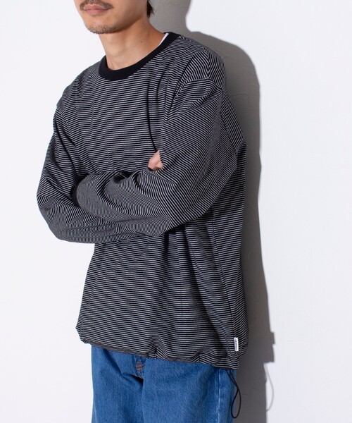 GLOSTER(グロスター)の「【GLOSTER/グロスター】ドロストリンガーボーダーロンT 長袖Tシャツ(Tシャツ/カットソー・メンズ・ブルー/ホワイト/ブラック・S/M/L)」の11枚目の写真