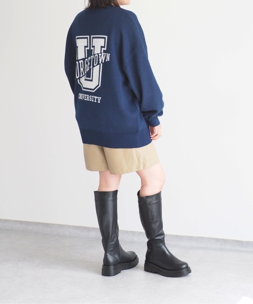 ニット セーター 「DISCUS×UNIV.E TOWN」カレッジニット　WEB限定 レディース メンズ セール】【DISCUS×UNIV.GEORGE TOWN】カレッジニット WEB限定